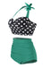 1950s Polka Dot Halter Pleated Bikini: timeless style reimagined