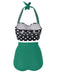 1950s Polka Dot Halter Pleated Bikini, classic 1950s style summer beach collection - Image 3