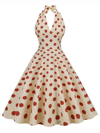 1950s Polka Dot Halter Swing Dress: timeless style reimagined