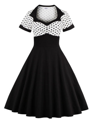 1950s Polka Dot Patchwork Swing Dress: timeless style reimagined