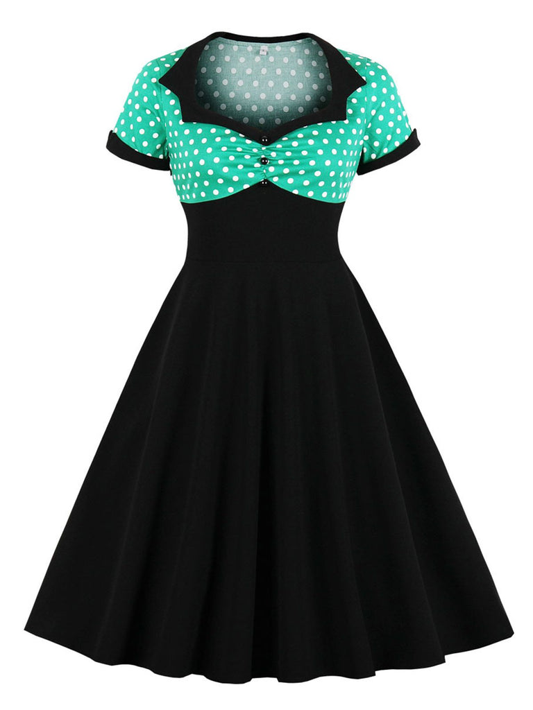 1950s Polka Dot Patchwork Swing Dress: timeless style reimagined