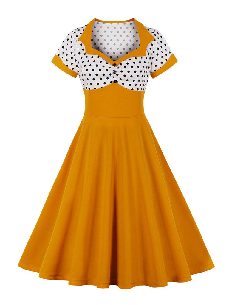 1950s Polka Dot Patchwork Swing Dress: timeless style reimagined