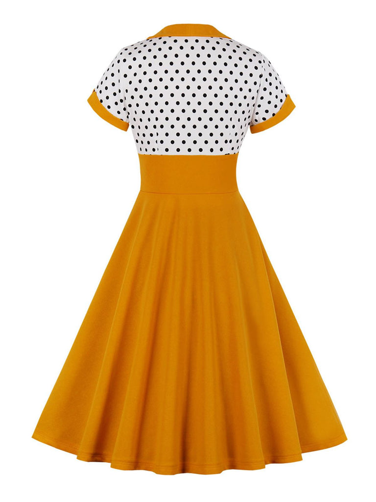 1950s Polka Dot Patchwork Swing Dress — vintage elegance for the modern woman