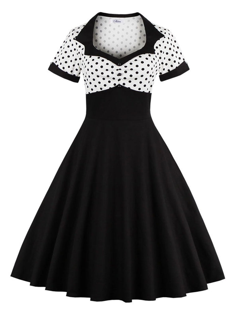 1950s Polka Dot Patchwork Swing Dress: timeless style reimagined