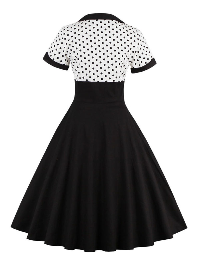 1950s Polka Dot Patchwork Swing Dress — vintage elegance for the modern woman