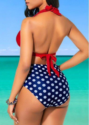 1950s Polka Dot Pleated Halter Bikini: timeless style reimagined