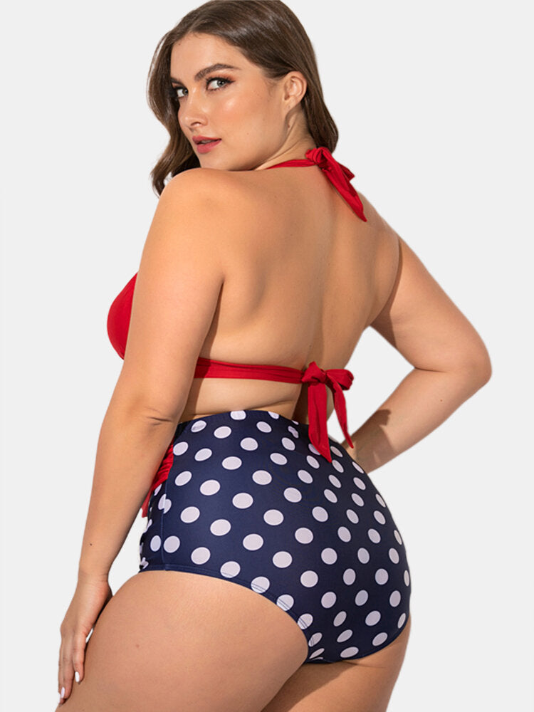 1950s Polka Dot Pleated Halter Bikini: timeless style reimagined
