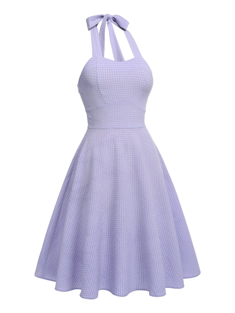 1950s Purple Halter Swing Vintage Dress: timeless style reimagined