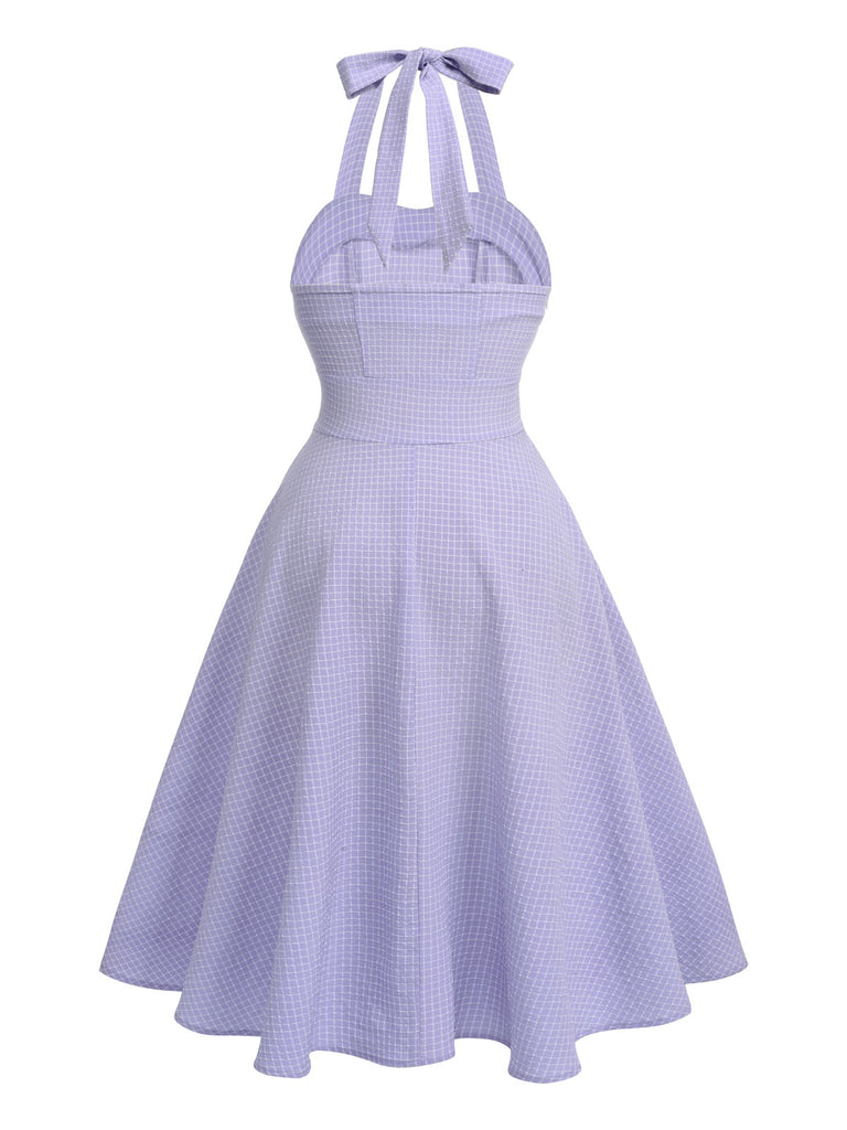 1950s Purple Halter Swing Vintage Dress — vintage elegance for the modern woman