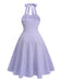 1950s Purple Halter Swing Vintage Dress — vintage elegance for the modern woman