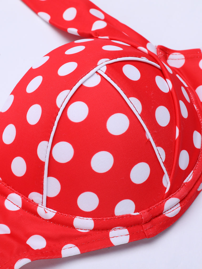 1950s Retro Polka Dot Halter Bikini Swimsuit: timeless style reimagined