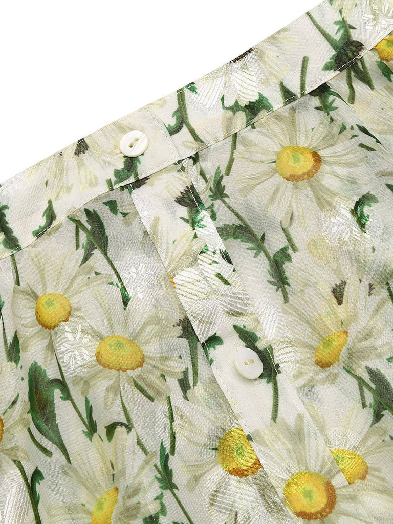 1950s Romper & White Floral Skirt, classic vintage style elegant retro fashion - Image 9