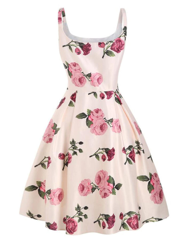1950s Rose Floral Swing Dress, classic 1950s style elegant retro fashion - Image 2
