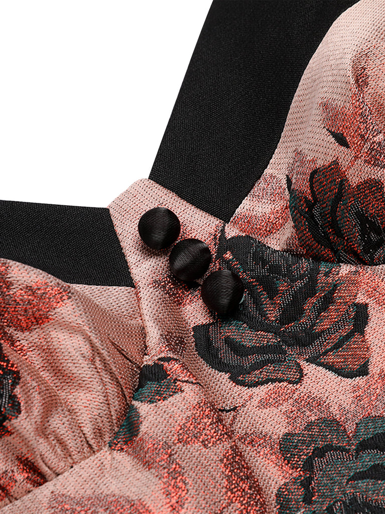 1950s Roses Embossed Satin Swing Dress: timeless style reimagined
