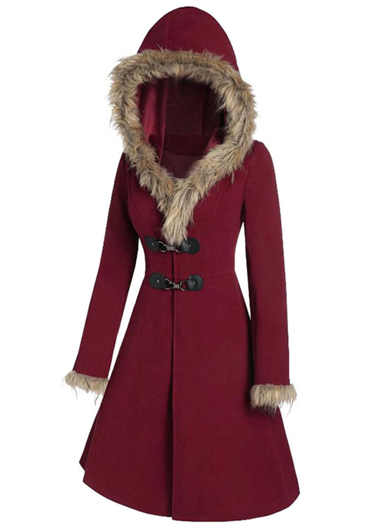 1950s Solid Buckle Fur Trimmed Coat — vintage elegance for the modern woman