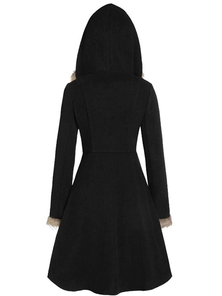 1950s Solid Buckle Fur Trimmed Coat: timeless style reimagined