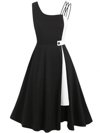 1950s Solid Spaghetti Dress, classic 1950s style elegant retro fashion - Image 1