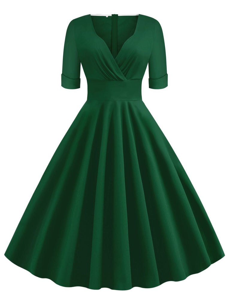 1950s Solid Sweetheart Fold Swing Dress 1950s Solid Sweetheart Fold Swing Dress
