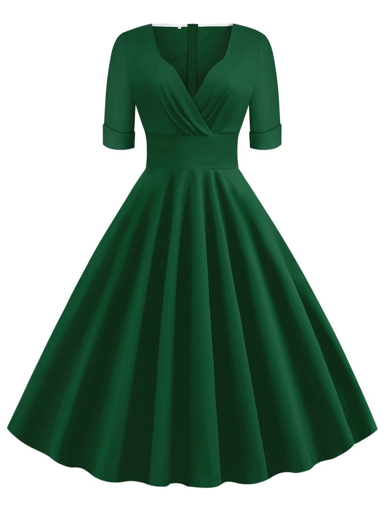 1950s Solid Sweetheart Fold Swing Dress — vintage elegance for the modern woman