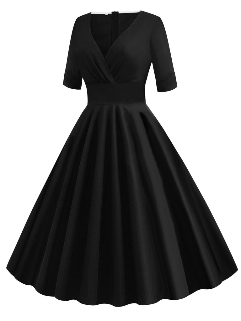 1950s Solid Sweetheart Fold Swing Dress, classic 1950s style elegant retro fashion - Image 8