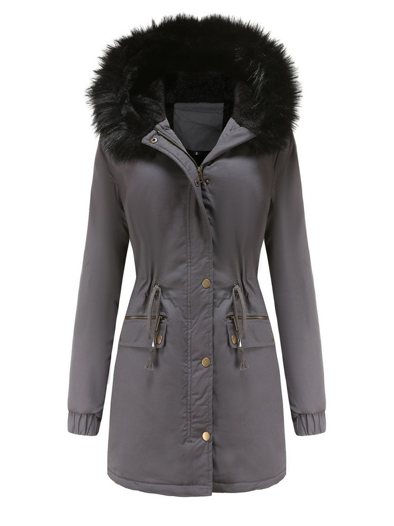 1950s Solid Zipper Fur Trimmed Coat: timeless style reimagined