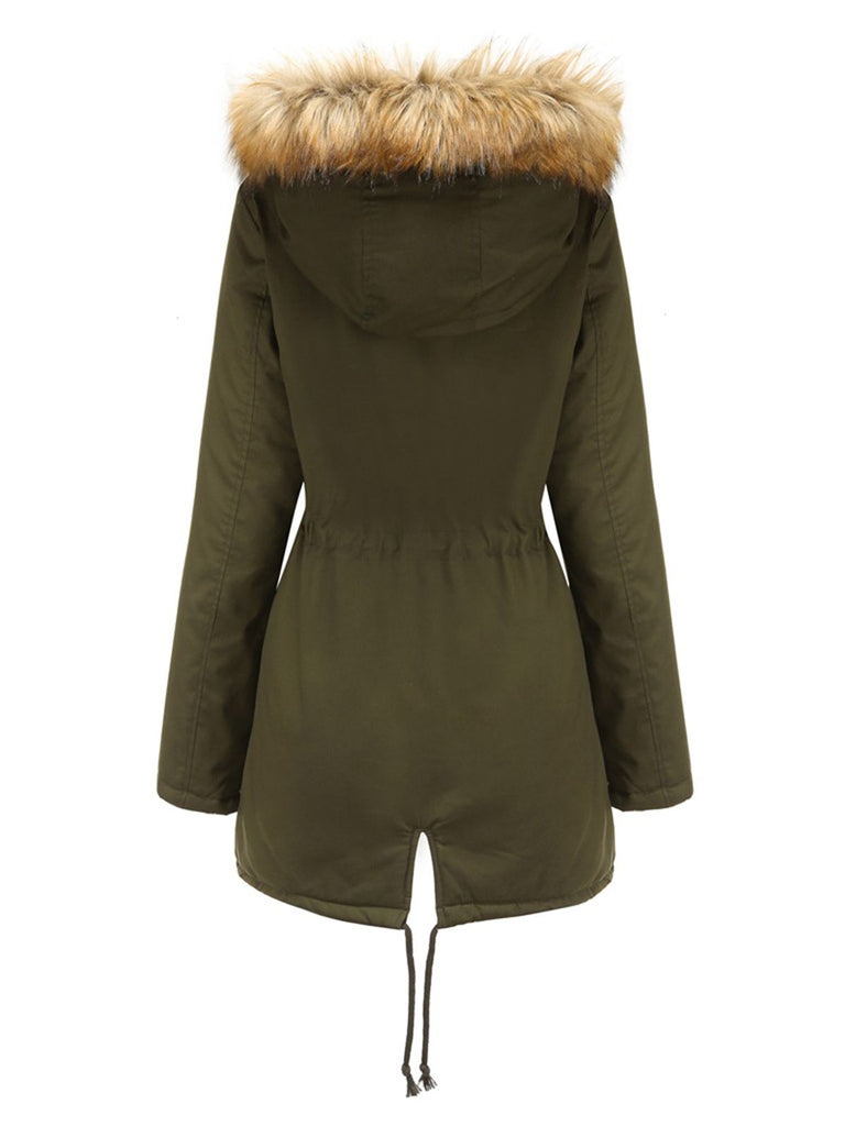 1950s Solid Zipper Fur Trimmed Coat - vintage fashion, retro style