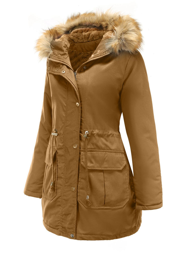 1950s Solid Zipper Fur Trimmed Coat: timeless style reimagined