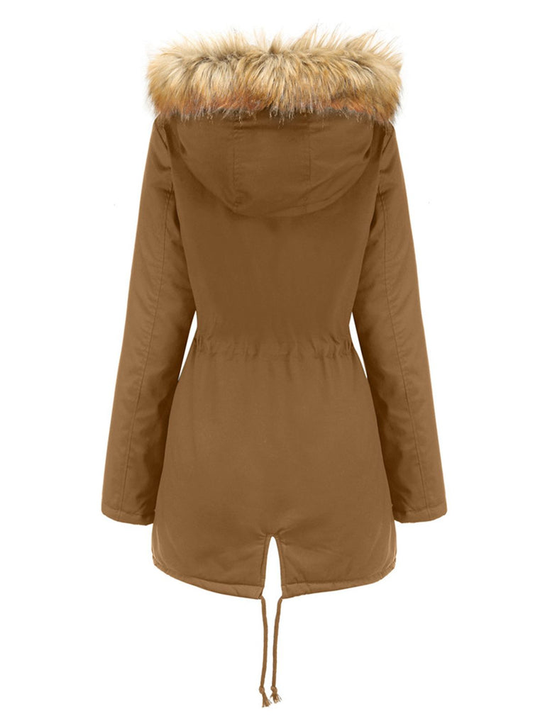 1950s Solid Zipper Fur Trimmed Coat - vintage fashion, retro style