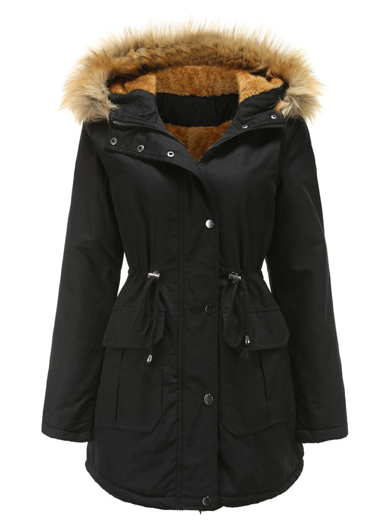 1950s Solid Zipper Fur Trimmed Coat - vintage fashion, retro style