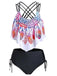 1950s Spaghetti Strap Feather Tankini Set: timeless style reimagined