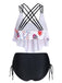 1950s Spaghetti Strap Feather Tankini Set — vintage elegance for the modern woman
