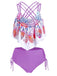 1950s Spaghetti Strap Feather Tankini Set - vintage fashion, retro style