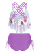 1950s Spaghetti Strap Feather Tankini Set - vintage fashion, retro style