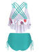 1950s Spaghetti Strap Feather Tankini Set - vintage fashion, retro style