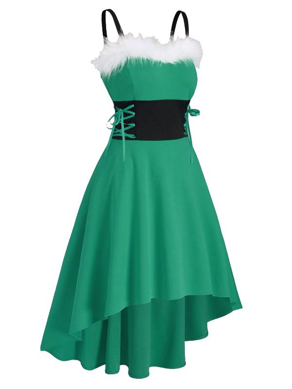 1950s Strap Furry Lace Up Dress — vintage elegance for the modern woman
