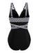 1950s Stripe Lace Up Patchwork One-Piece Swimsuit — vintage elegance for the modern woman