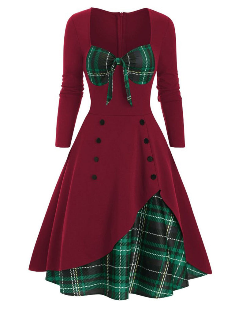 1950s Sweetheart Plaid Patchwork Dress — vintage elegance for the modern woman