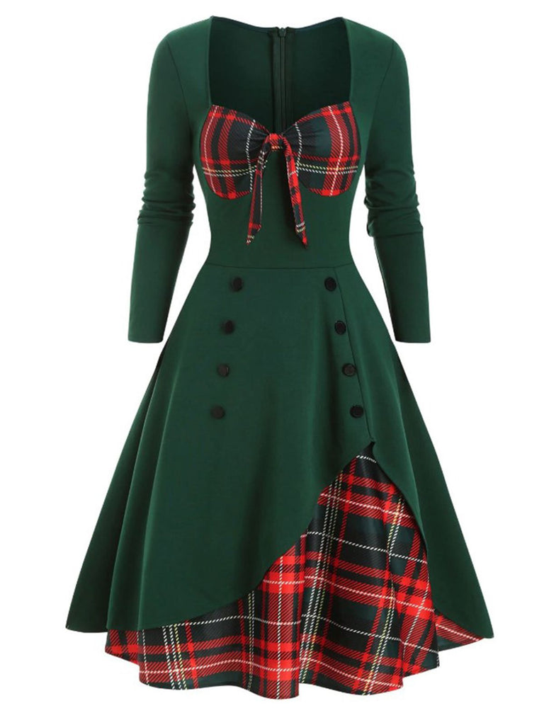 green red plaid dress Green Plaid Mini Dress - Holiday Dresses