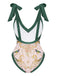 1950s V-Neck Flowers Lacing Swimsuit — vintage elegance for the modern woman