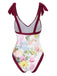 1950s V-Neck Flowers Lacing Swimsuit — vintage elegance for the modern woman