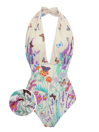 1960s Butterfly Halter One-Piece Bikini Set: timeless style reimagined