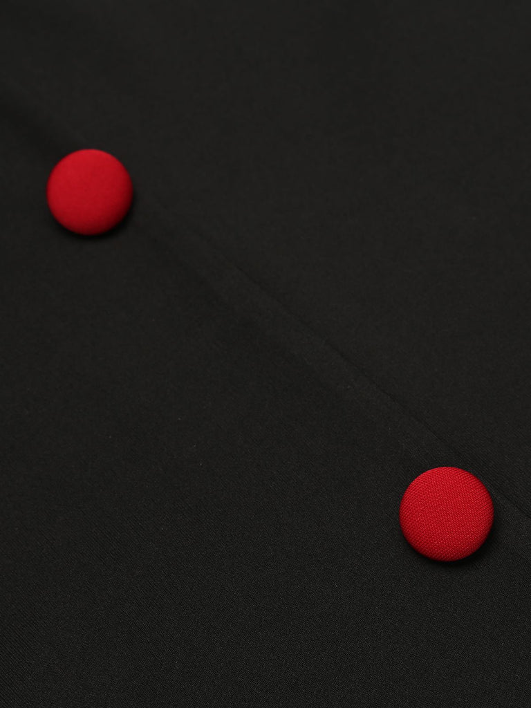 1960s Button Slit Bodycon Dress, classic 1960s style elegant retro fashion - Image 4