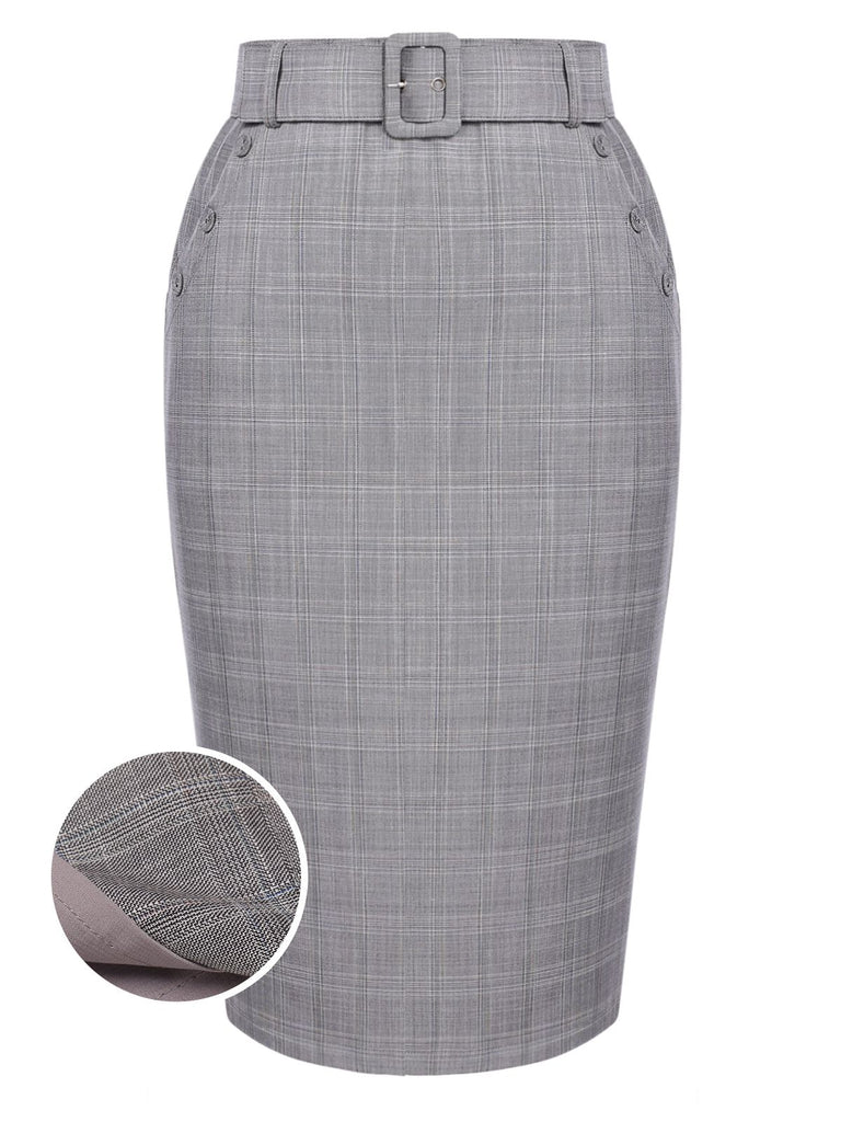 1960s Ivory Solid Blouse & Gray Retro Skirt — vintage elegance for the modern woman
