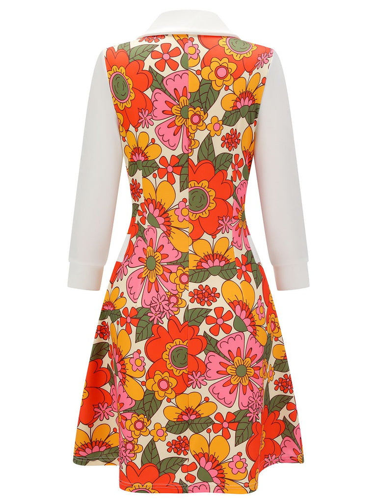 1960s Lapel Flowers Patchwork Dress | 1960s | vintage dress, retro fashion
