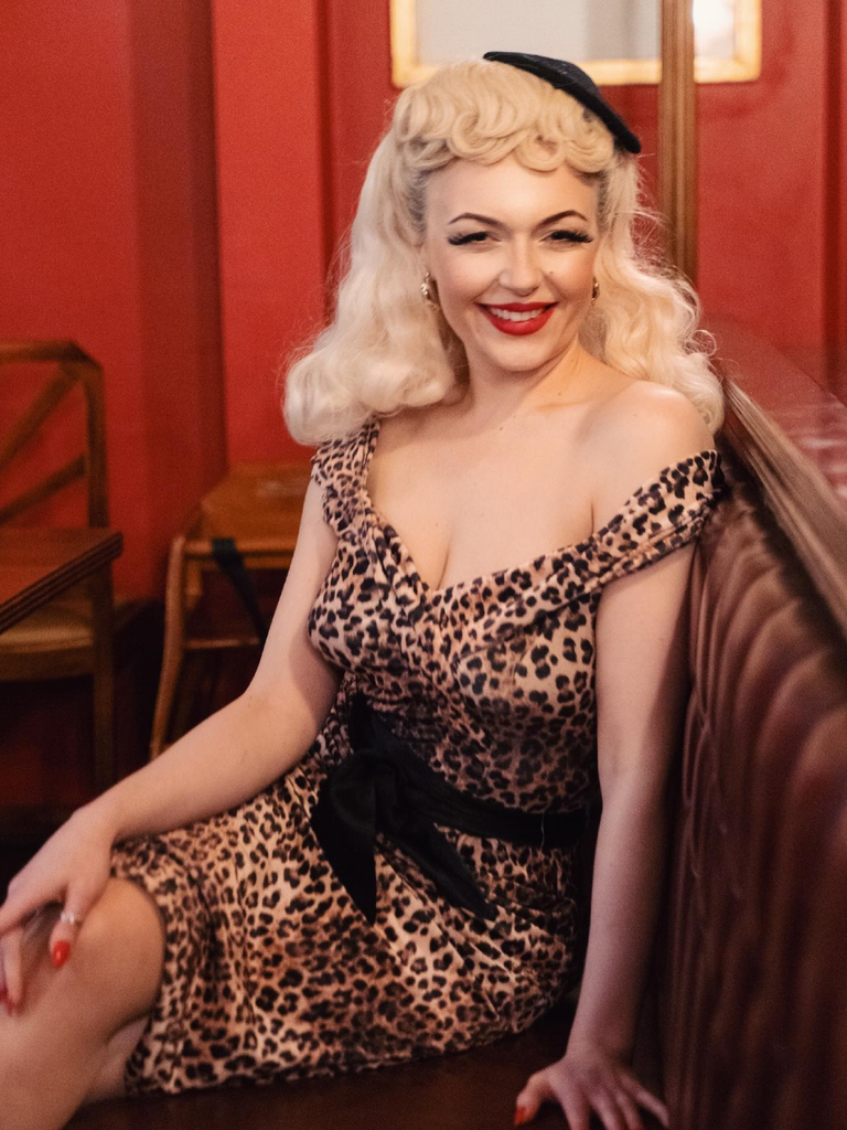 1960s Off-shoulder Leopard Pencil Dress: timeless style reimagined