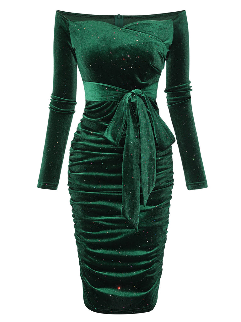 1960s Solid Off-Shoulder Velvet Dress — vintage elegance for the modern woman