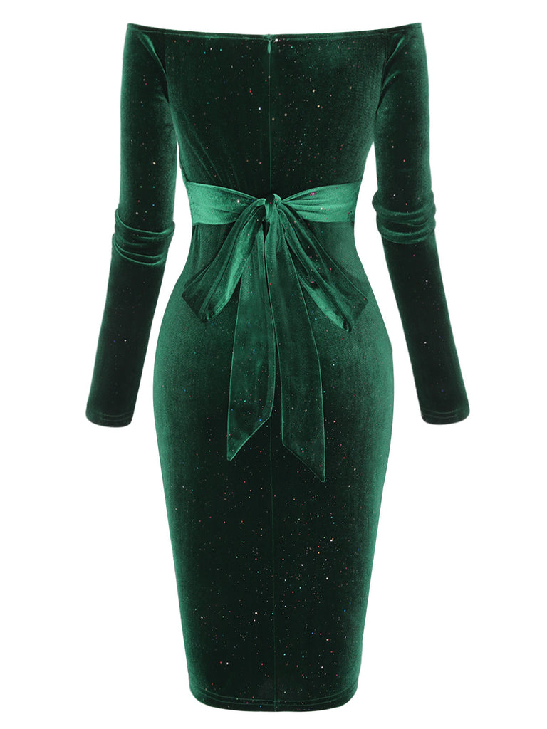 1960s Solid Off-Shoulder Velvet Dress: timeless style reimagined