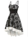 1980s Patchwork High Low Hem Strap Dress — vintage elegance for the modern woman