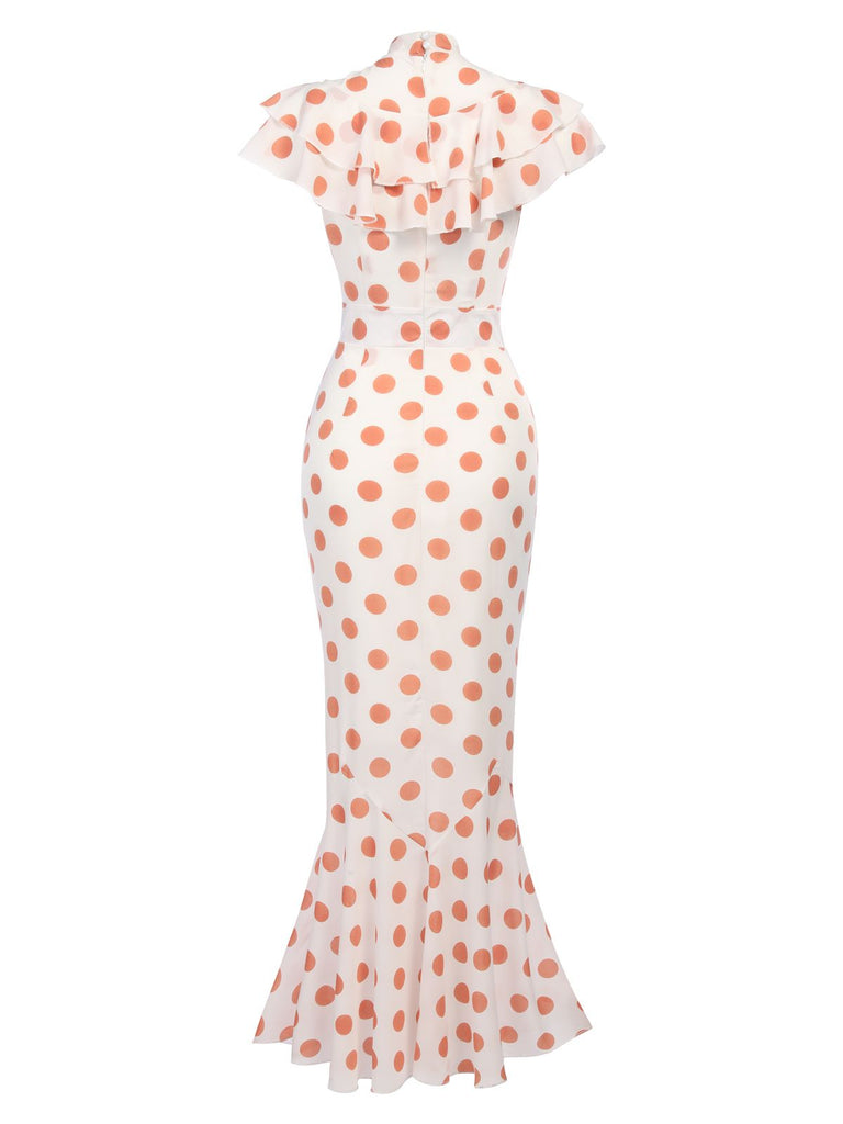 [Pre-Sale] Orange 1930s Polka Dot Fishtail Dress