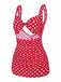 Red Polka Dot Strap One-Piece Swimsuit